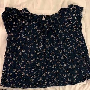 Cap sleeve flowered blouse